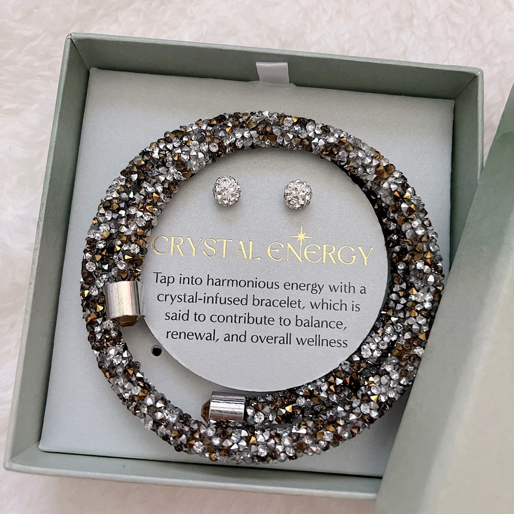Crystal energy bracelet earring set